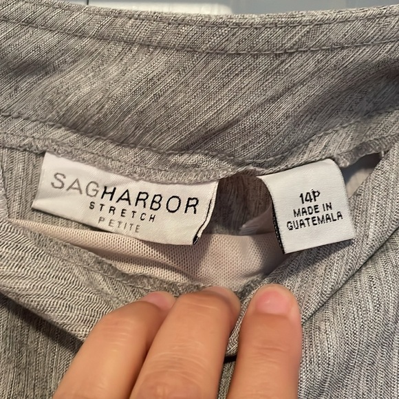 Women’s Sag Habor Stretch Sz 14P career pants. Light gray. Front& back pockets - Picture 3 of 8